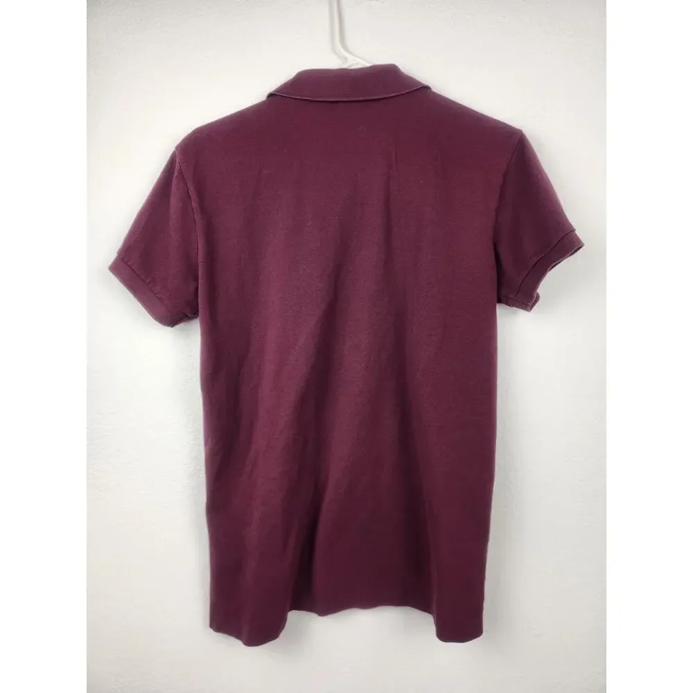 Vintage Polo Ralph Lauren Shirt Purple/Burgundy Men Size Small Logo Short Sleeve